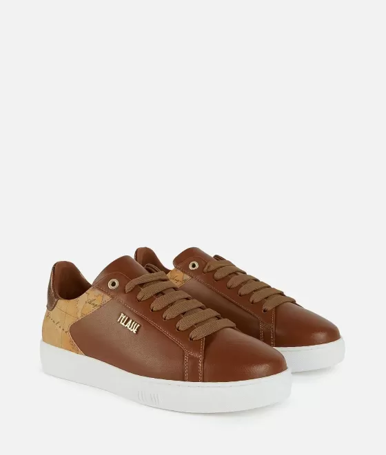 Donna Alviero Martini 1a Classe Sneakers In Pelle Liscia Con Dettaglio Lettering Castagna