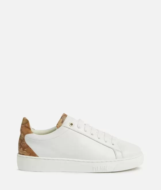 Donna Alviero Martini 1a Classe Sneakers In Pelle Liscia Con Inserto In Eco Nappa Bianche