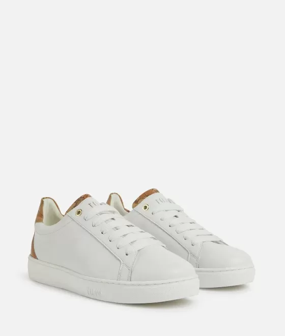 Donna Alviero Martini 1a Classe Sneakers In Pelle Liscia Con Inserto In Eco Nappa Bianche