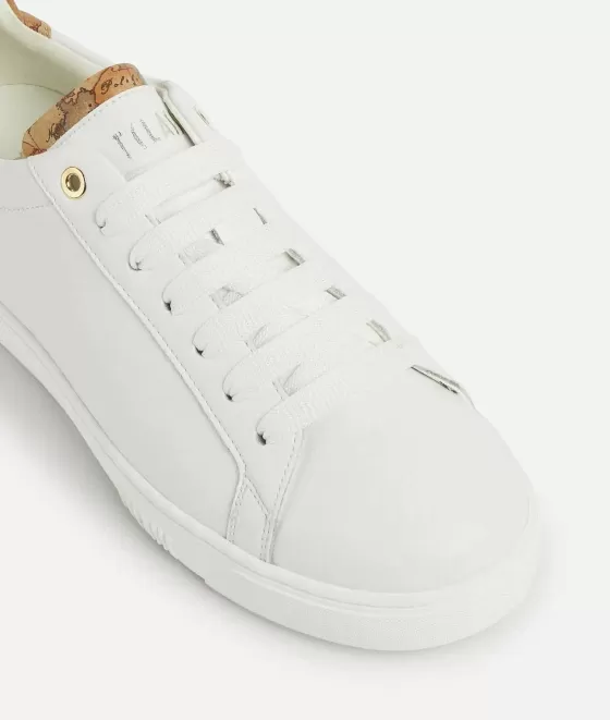 Donna Alviero Martini 1a Classe Sneakers In Pelle Liscia Con Inserto In Eco Nappa Bianche