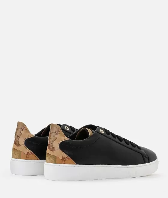 Donna Alviero Martini 1a Classe Sneakers In Pelle Liscia Con Inserto In Eco Nappa Nere