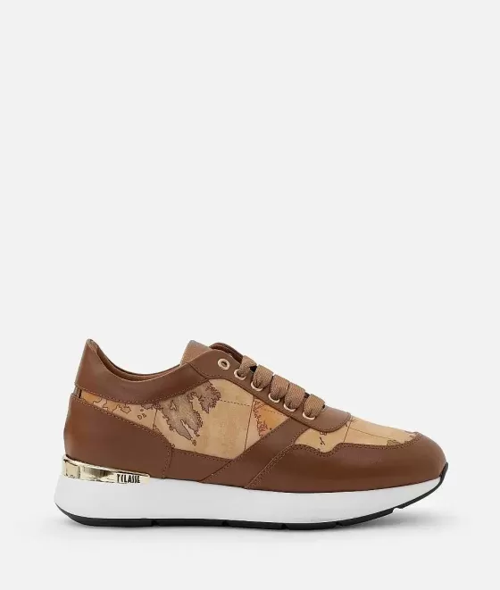 Donna Alviero Martini 1a Classe Sneakers In Pelle Liscia Fondo Running Castagna
