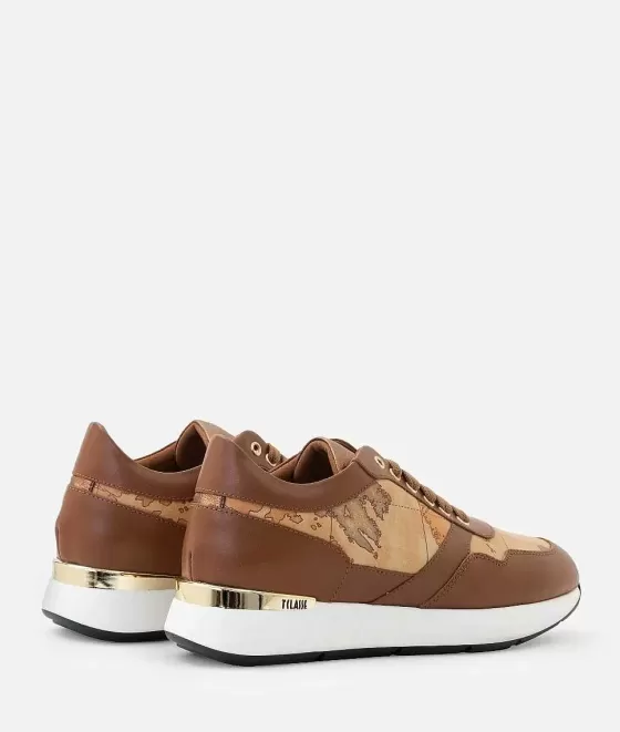 Donna Alviero Martini 1a Classe Sneakers In Pelle Liscia Fondo Running Castagna