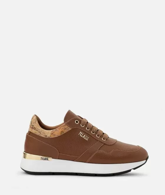 Donna Alviero Martini 1a Classe Sneakers In Pelle Stampa Granatino Castagna