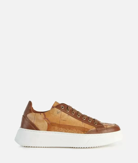 Donna Alviero Martini 1a Classe Sneakers In Pelle Stampa Granatino Castagna