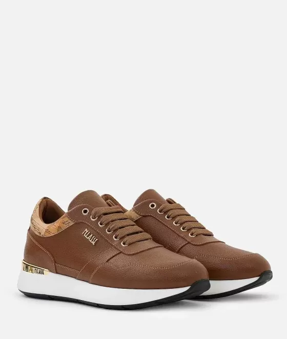 Donna Alviero Martini 1a Classe Sneakers In Pelle Stampa Granatino Castagna
