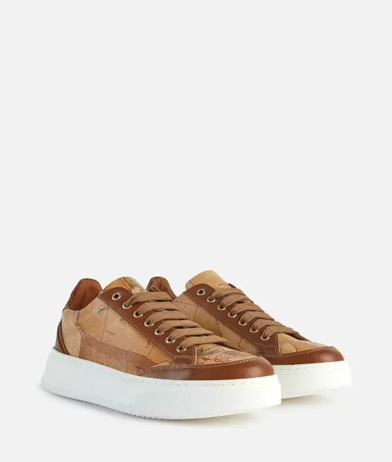 Donna Alviero Martini 1a Classe Sneakers In Pelle Stampa Granatino Castagna