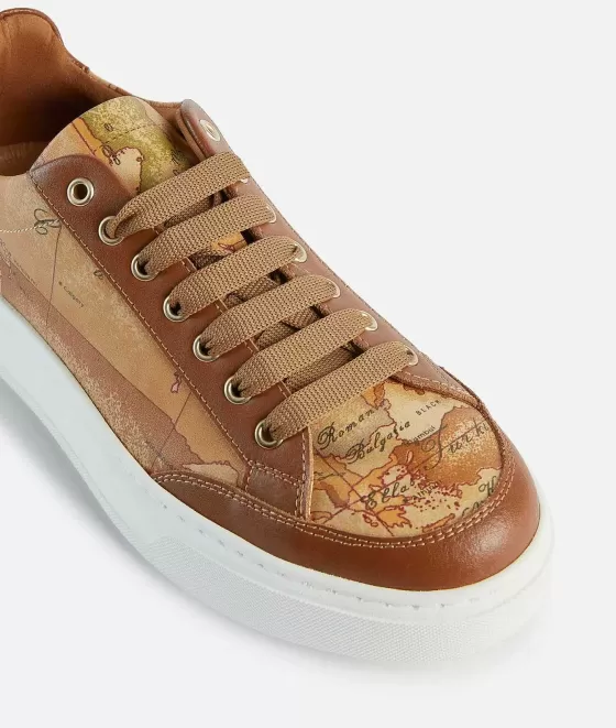 Donna Alviero Martini 1a Classe Sneakers In Pelle Stampa Granatino Castagna