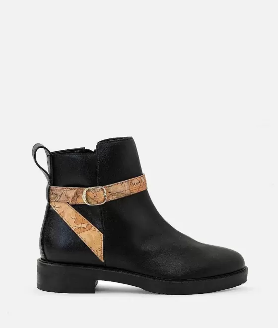 Donna Alviero Martini 1a Classe Stivaletti In Pelle Liscia Con Inserto In Eco Nappa Neri