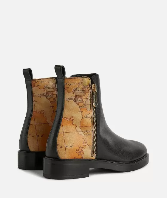 Donna Alviero Martini 1a Classe Stivaletti In Pelle Liscia Con Inserto In Eco Nappa Neri