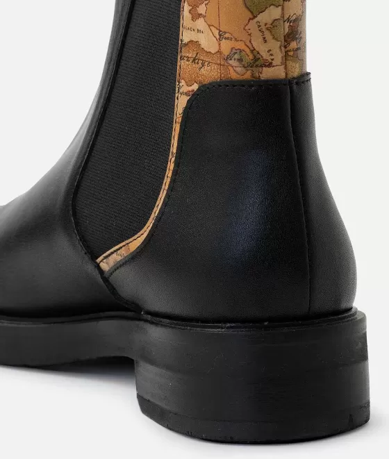 Donna Alviero Martini 1a Classe Stivaletti In Pelle Liscia Con Inserto In Eco Nappa Neri