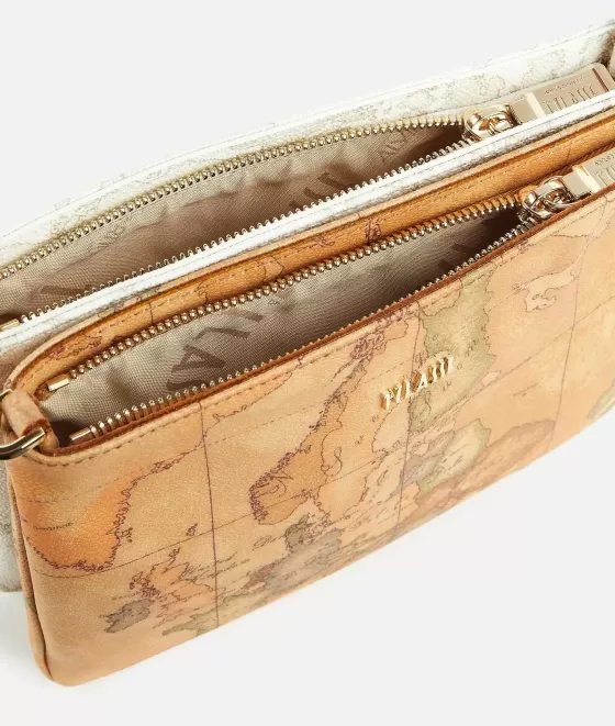 Donna Alviero Martini 1a Classe Tracollina Doppia In Tessuto Stampa Geo Classic E Geo White