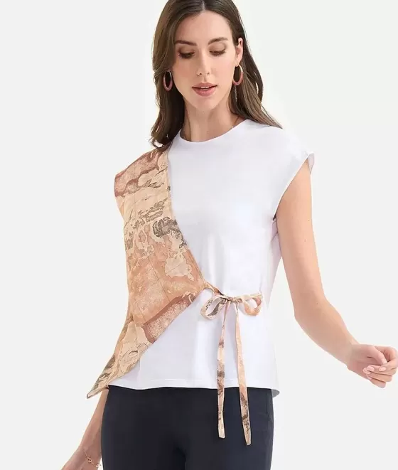 Donna Alviero Martini 1a Classe T-Shirt A Portafoglio In Jersey Di Cotone Stretch Bianca
