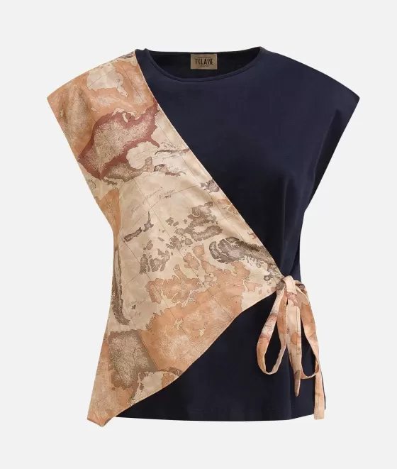 Donna Alviero Martini 1a Classe T-Shirt A Portafoglio In Jersey Di Cotone Stretch Blu Notte