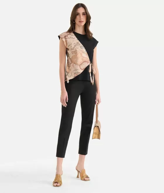 Donna Alviero Martini 1a Classe T-Shirt A Portafoglio In Jersey Di Cotone Stretch Nera