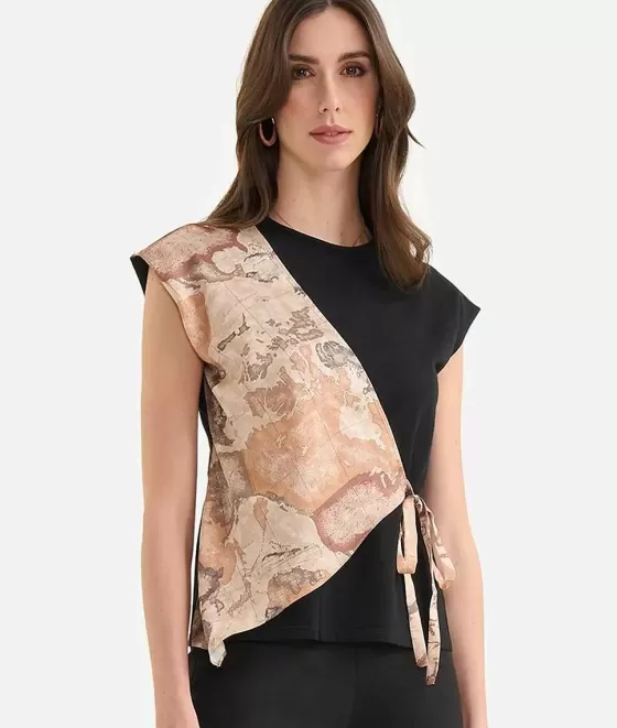 Donna Alviero Martini 1a Classe T-Shirt A Portafoglio In Jersey Di Cotone Stretch Nera