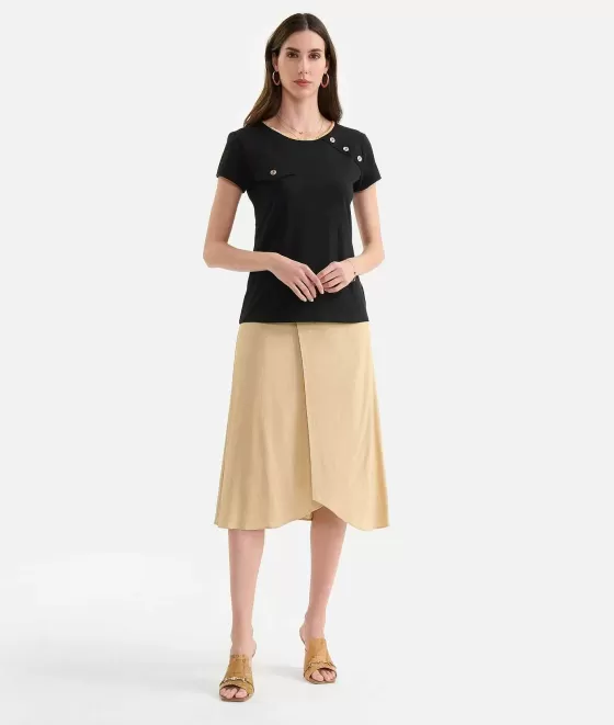 Donna Alviero Martini 1a Classe T-Shirt Con Bottoni Gioiello In Jersey Di Cotone Stretch Nera