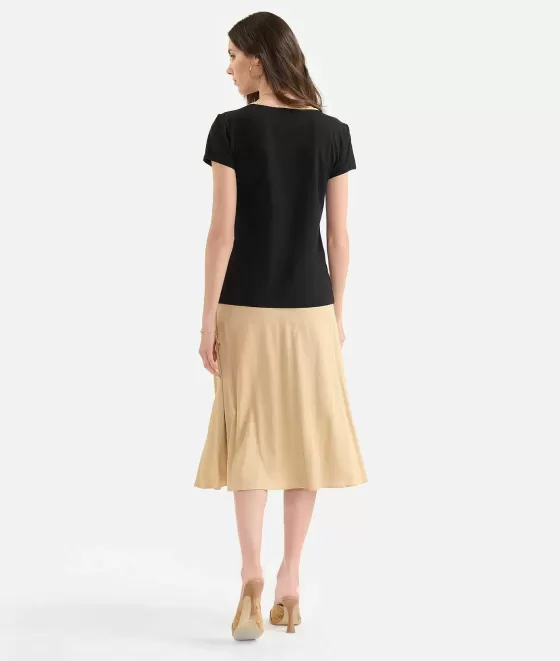 Donna Alviero Martini 1a Classe T-Shirt Con Bottoni Gioiello In Jersey Di Cotone Stretch Nera