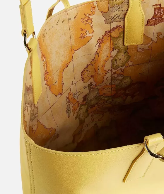 Donna Alviero Martini 1a Classe Two-Way Bag Borsa Shopping Reversibile Giallo Miele
