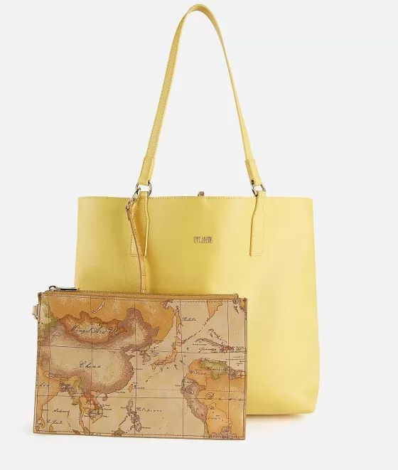 Donna Alviero Martini 1a Classe Two-Way Bag Borsa Shopping Reversibile Giallo Miele